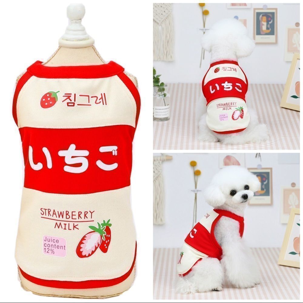 âď¸âCLEARANCE âď¸ Red Strawberry Kawaii MilkâCartoon PetâClothes - Picture 4 of 15